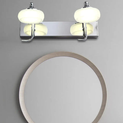 DecorBites™ Modernist Style Silver Wall Lamp with Round Frosted Acrylic Shade, 2/3 Heads, Warm/White Lighting - Bathroom Vanity Light