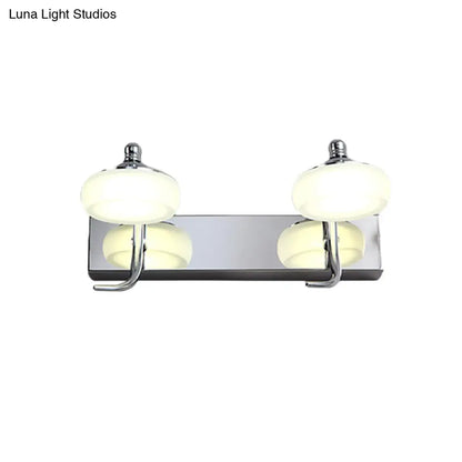 DecorBites™ Modernist Style Silver Wall Lamp with Round Frosted Acrylic Shade, 2/3 Heads, Warm/White Lighting - Bathroom Vanity Light