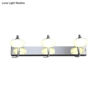DecorBites™ Modernist Style Silver Wall Lamp with Round Frosted Acrylic Shade, 2/3 Heads, Warm/White Lighting - Bathroom Vanity Light