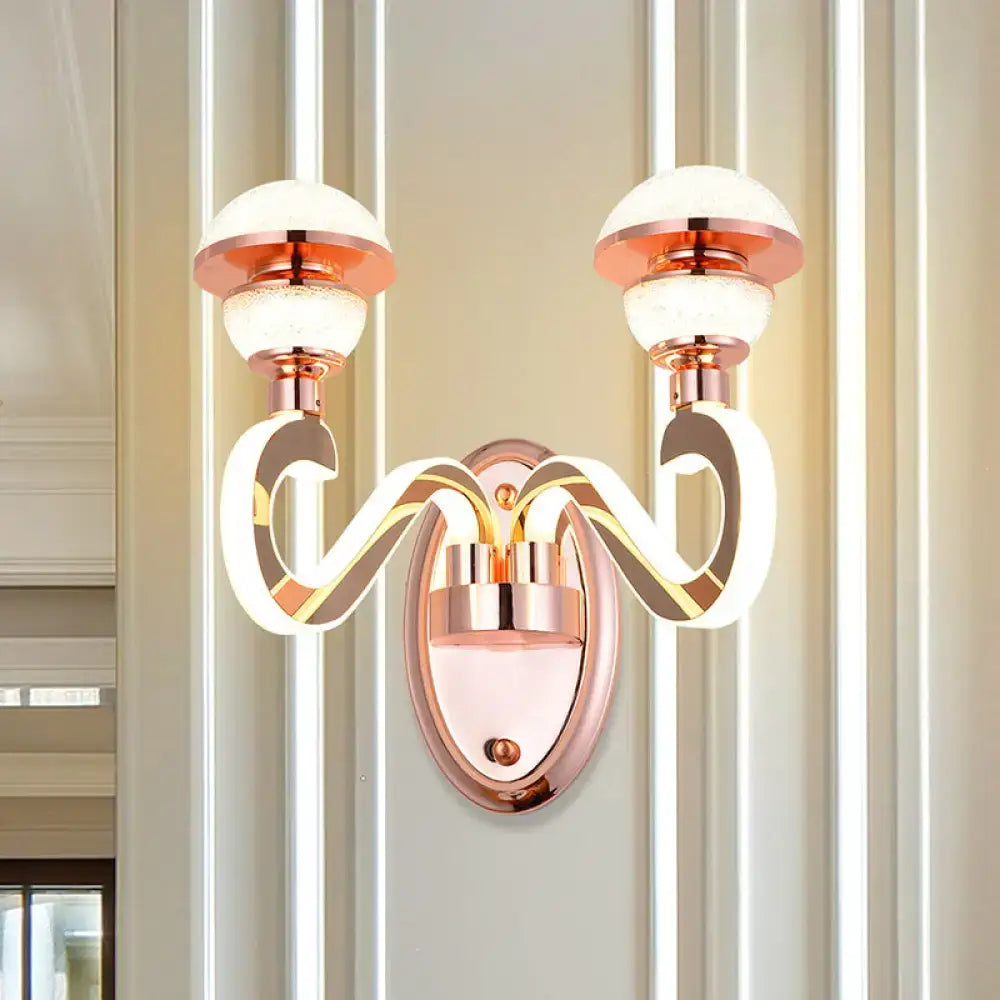 Modernist urn shape rose gold led wall sconce bedroom light