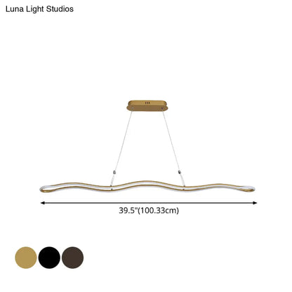 DecorBites™ Modernist Wavy Strip LED Island Pendant - Acrylic Dining Room Hanging Lamp Kit