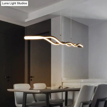 DecorBites™ Modernist Wavy Strip LED Island Pendant - Acrylic Dining Room Hanging Lamp Kit