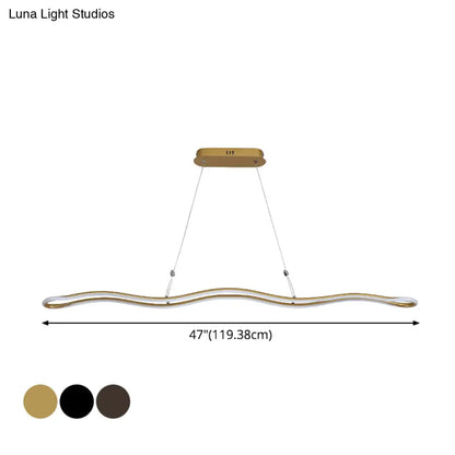 DecorBites™ Modernist Wavy Strip LED Island Pendant - Acrylic Dining Room Hanging Lamp Kit