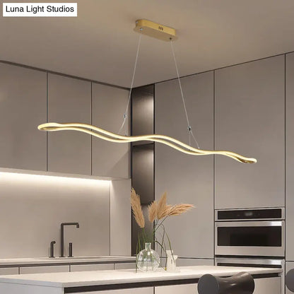DecorBites™ Modernist Wavy Strip LED Island Pendant - Acrylic Dining Room Hanging Lamp Kit