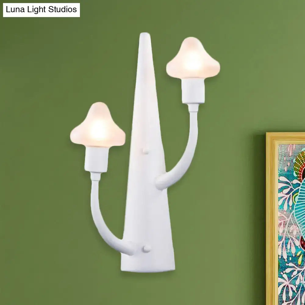 Modernist white ceramic mushroom opal glass sconce living room light