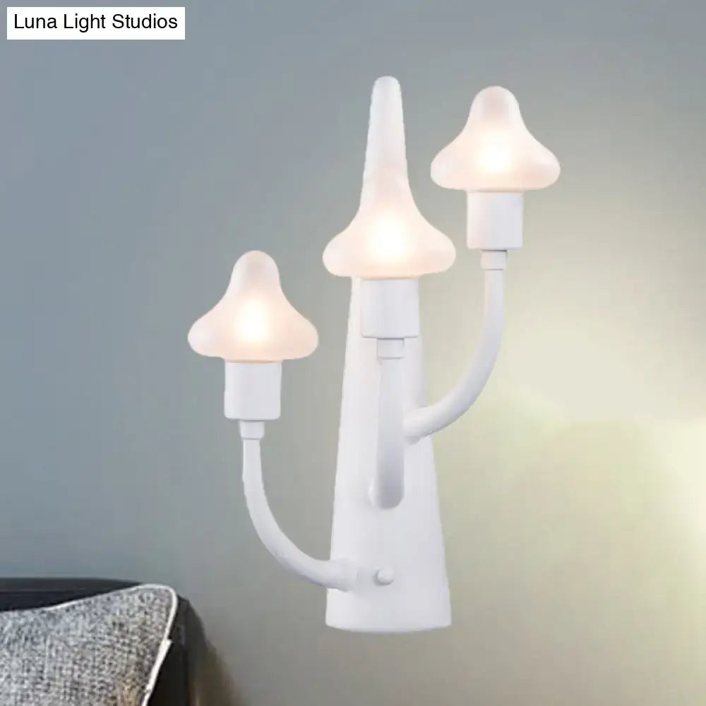 Modernist white ceramic mushroom opal glass sconce living room light