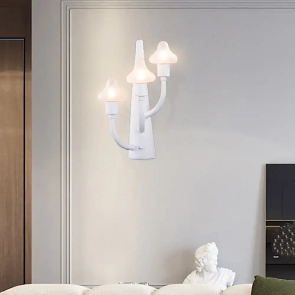 Modernist white ceramic mushroom opal glass sconce living room light