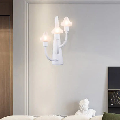 Modernist white ceramic mushroom opal glass sconce living room light