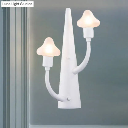 Modernist white ceramic mushroom opal glass sconce living room light
