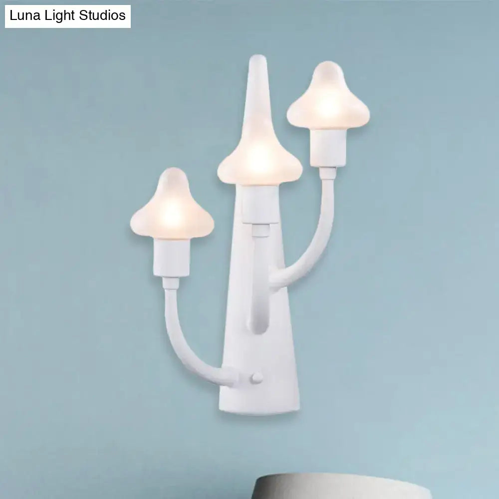 Modernist white ceramic mushroom opal glass sconce living room light