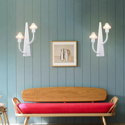 Modernist white ceramic mushroom opal glass sconce living room light
