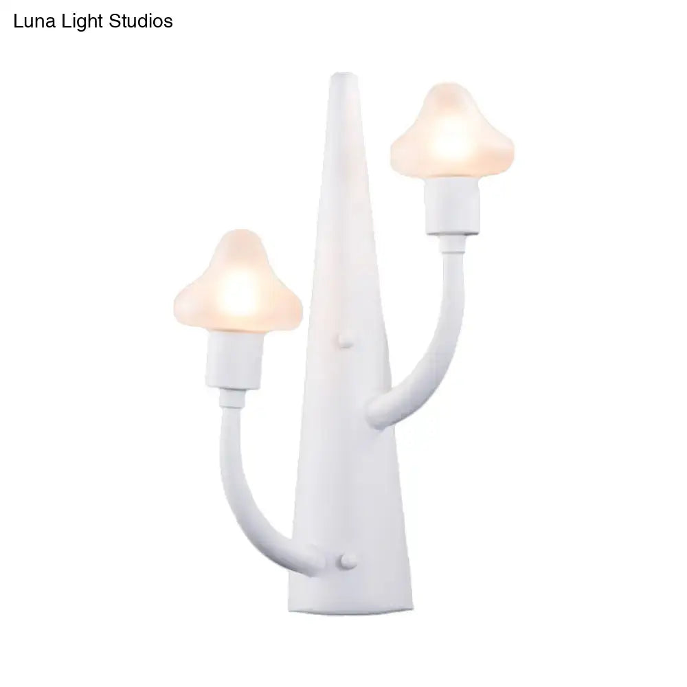 Modernist white ceramic mushroom opal glass sconce living room light