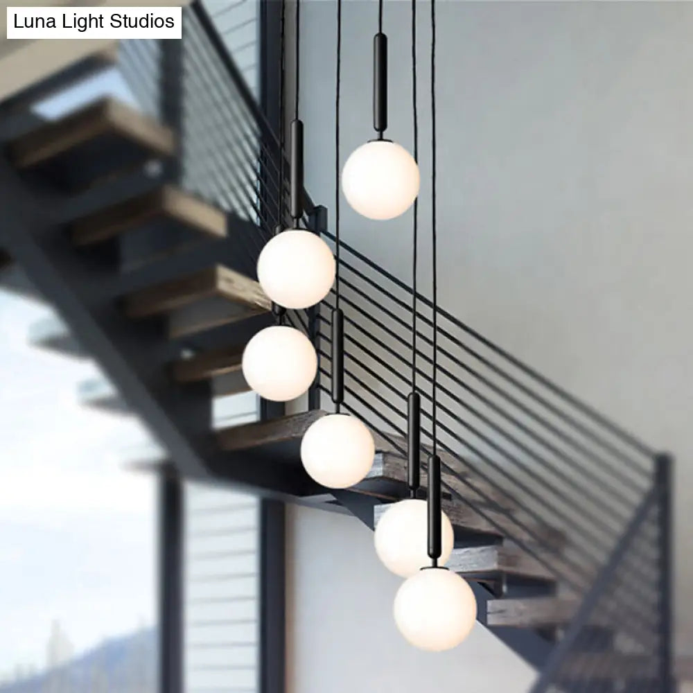 DecorBites™ Modernist White Glass Pendant Light with Black/Gold Finish - Adjustable Sizes
