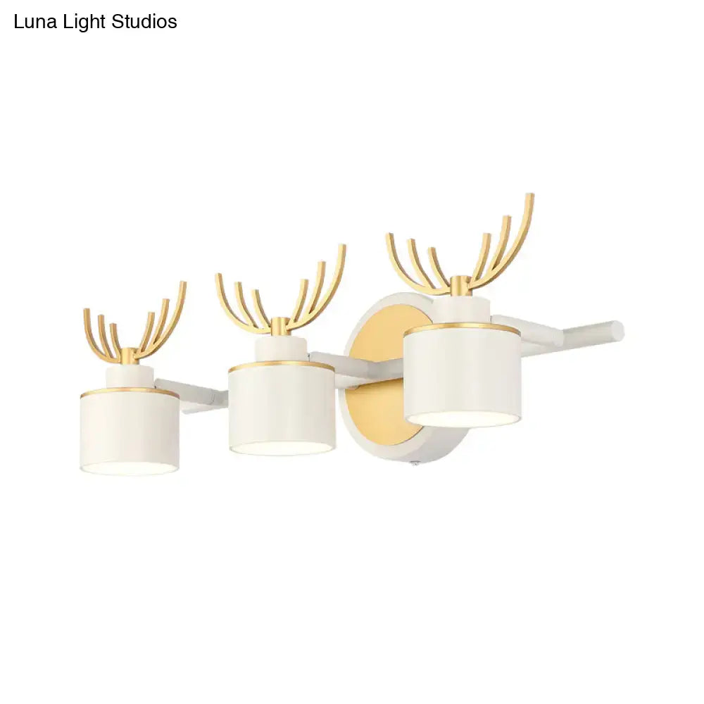 Modernist white & gold elk antler wall light sconce for bathroom