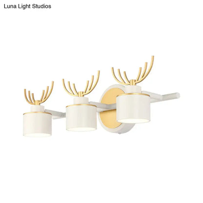 Modernist white & gold elk antler wall light sconce for bathroom