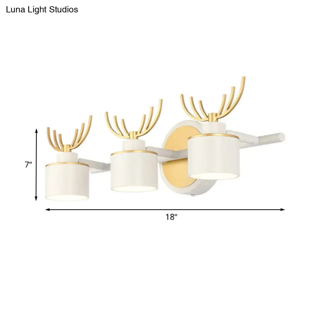 Modernist white & gold elk antler wall light sconce for bathroom