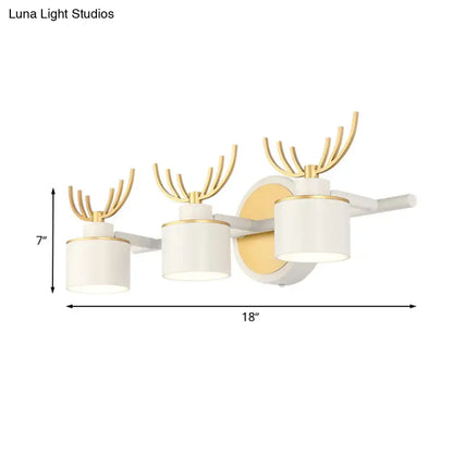 Modernist white & gold elk antler wall light sconce for bathroom