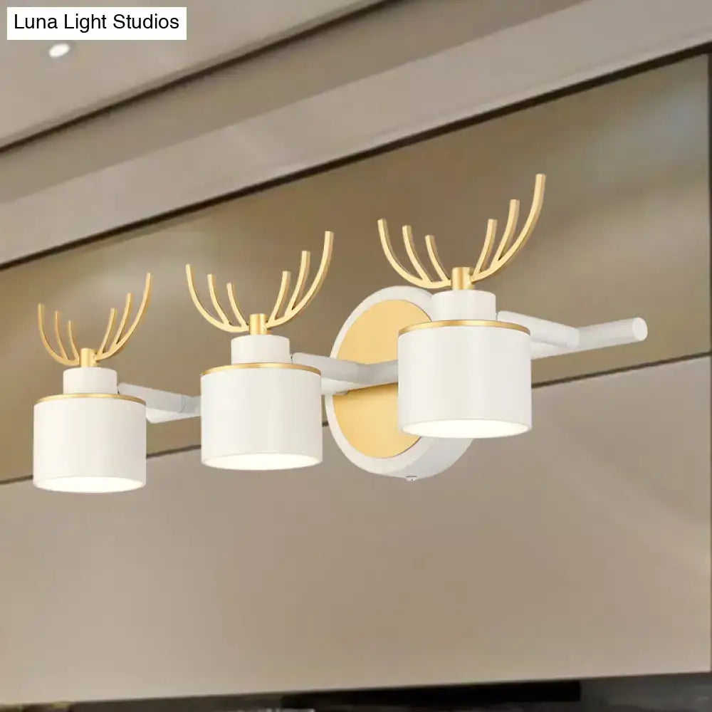 Modernist white & gold elk antler wall light sconce for bathroom