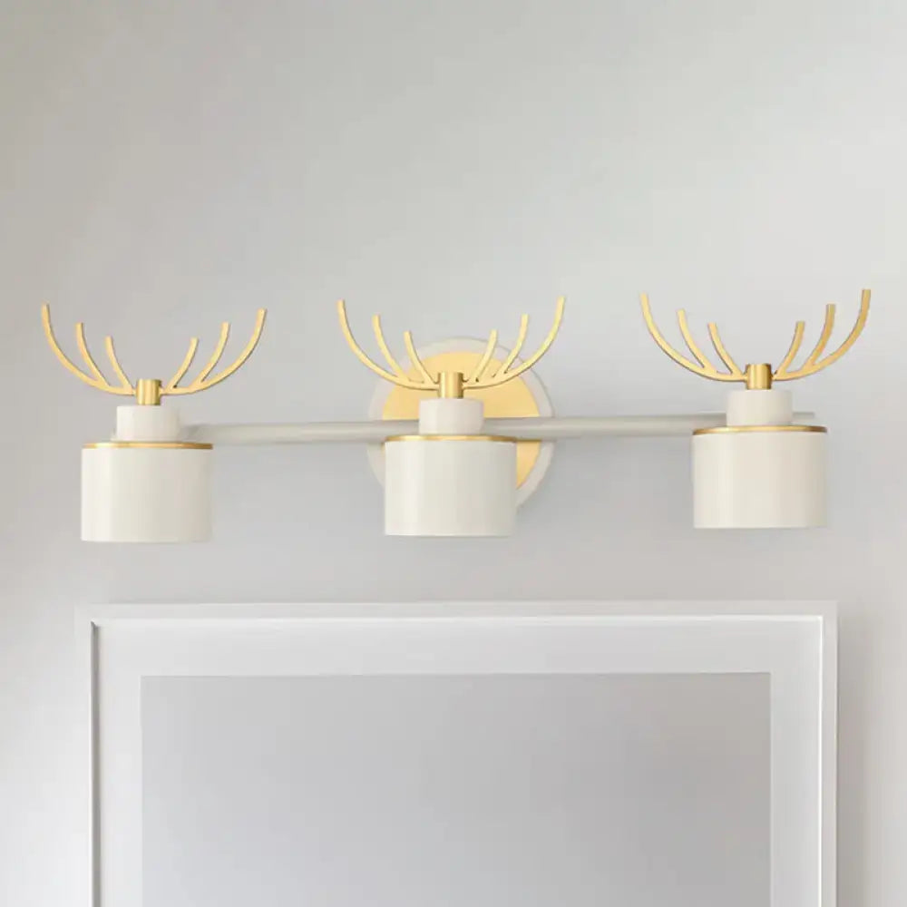 Modernist white & gold elk antler wall light sconce for bathroom