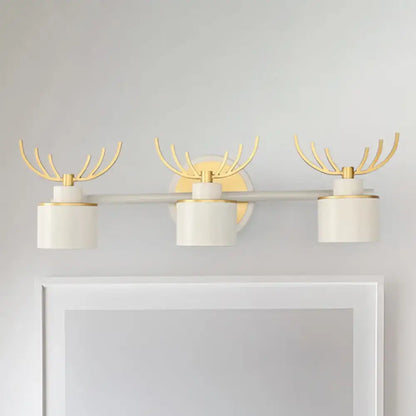 Modernist white & gold elk antler wall light sconce for bathroom