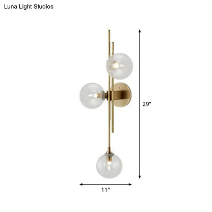 DecorBites™ Modo Glass Sconce Lighting: Retro 3-Light Brass Wall Mount for Dining Room