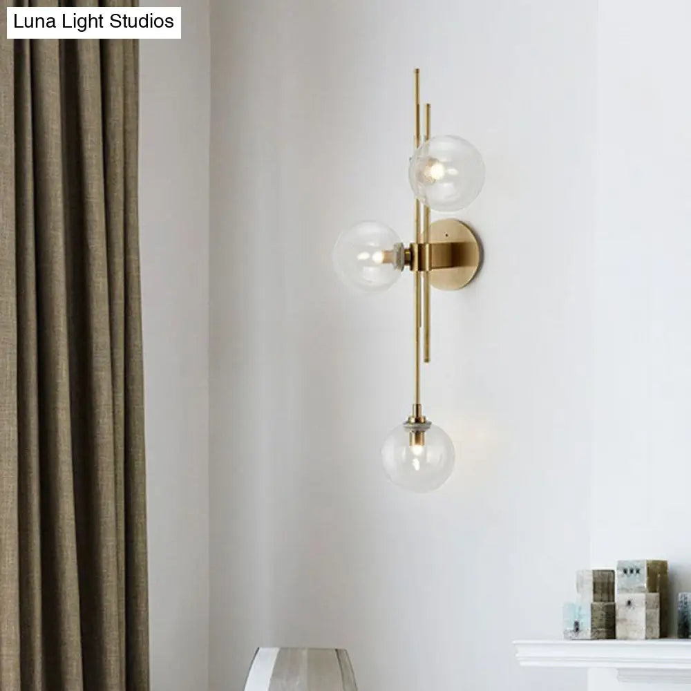DecorBites™ Modo Glass Sconce Lighting: Retro 3-Light Brass Wall Mount for Dining Room