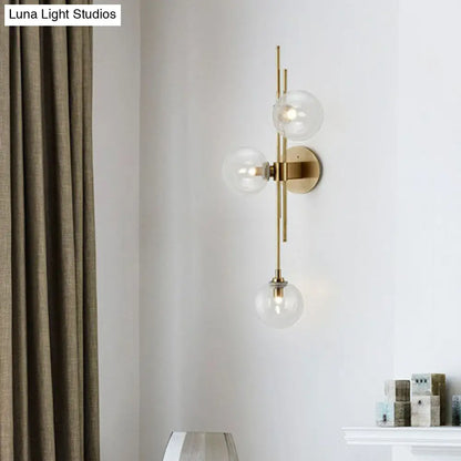 DecorBites™ Modo Glass Sconce Lighting: Retro 3-Light Brass Wall Mount for Dining Room