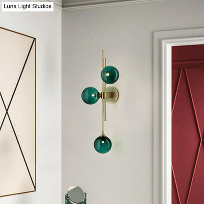 DecorBites™ Modo Glass Sconce Lighting: Retro 3-Light Brass Wall Mount for Dining Room