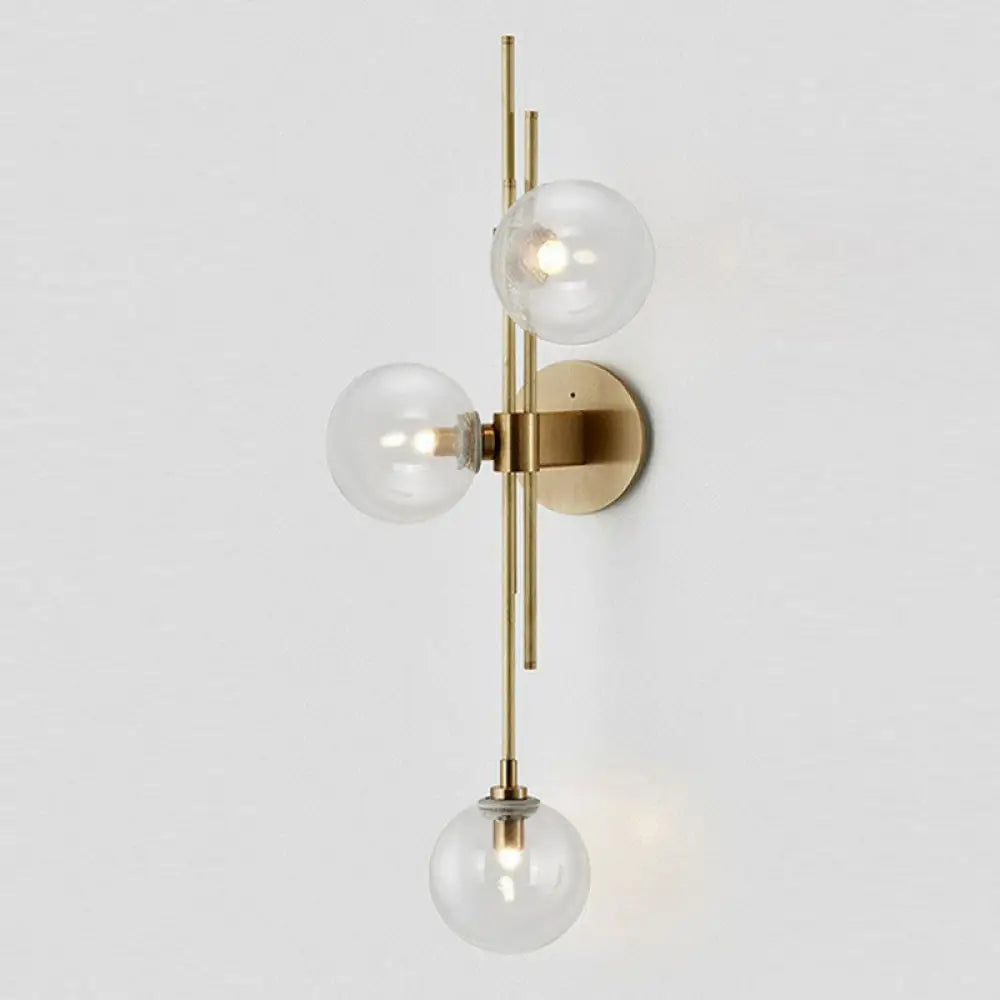 DecorBites™ Modo Glass Sconce Lighting: Retro 3-Light Brass Wall Mount for Dining Room