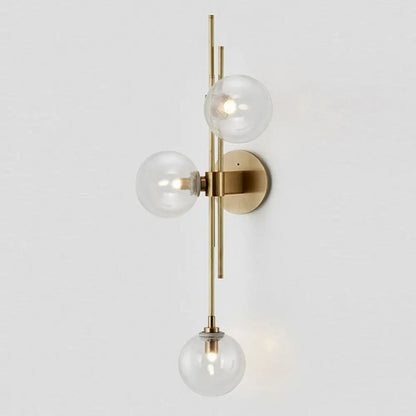 DecorBites™ Modo Glass Sconce Lighting: Retro 3-Light Brass Wall Mount for Dining Room