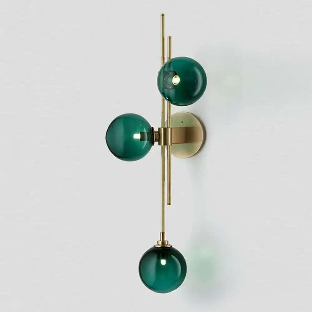 DecorBites™ Modo Glass Sconce Lighting: Retro 3-Light Brass Wall Mount for Dining Room