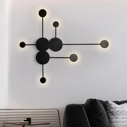 Molecular black creative line rgb wall lamp for living room