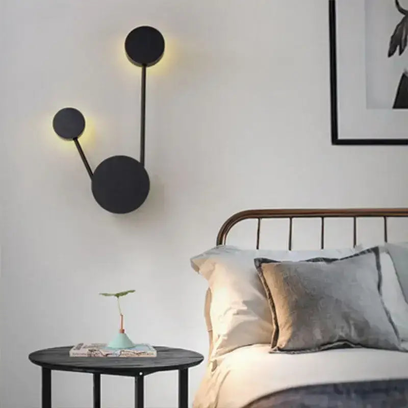 Molecular black creative line rgb wall lamp for living room