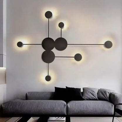 Molecular black creative line rgb wall lamp for living room