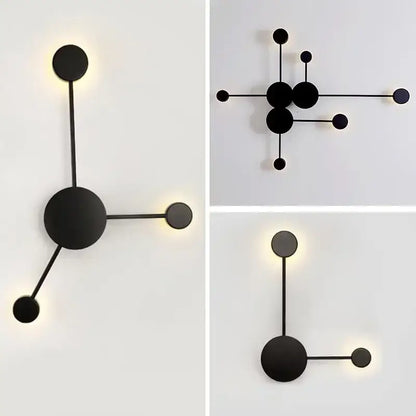 Molecular black creative line rgb wall lamp for living room