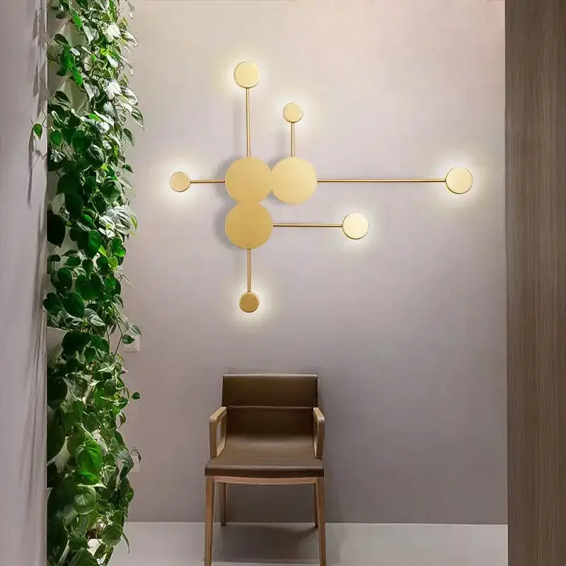 Molecular black creative line rgb wall lamp for living room