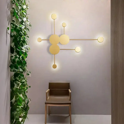 Molecular black creative line rgb wall lamp for living room