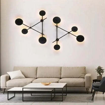 Molecular black creative line rgb wall lamp for living room