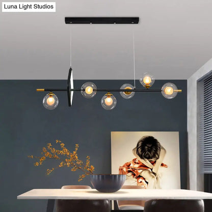 DecorBites™ Molecular Dining Room Island Pendant Light - Dual Glass 6-Light Modern Hanging Lamp Kit