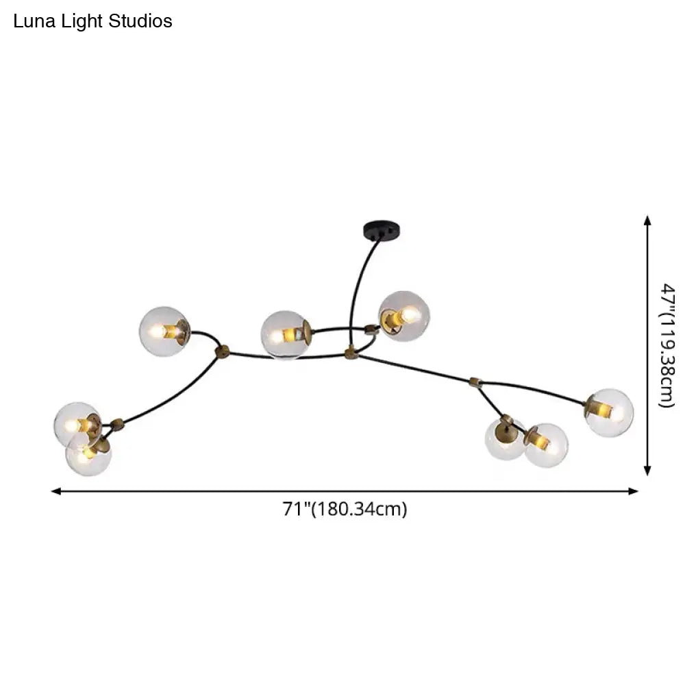 DecorBites™ Molecular Suspension Island Light: Minimalist Black-Gold Metal Design with Ball Glass Shade