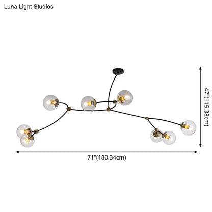 DecorBites™ Molecular Suspension Island Light: Minimalist Black-Gold Metal Design with Ball Glass Shade