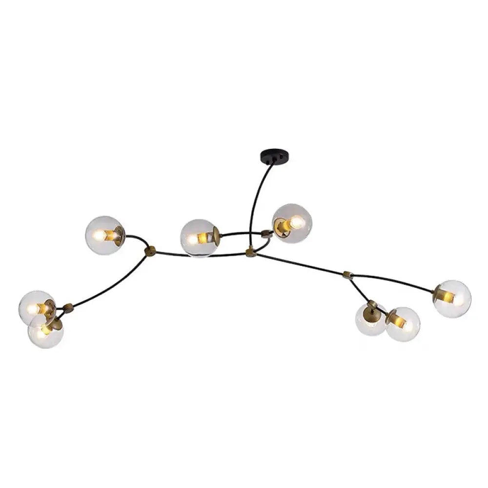 DecorBites™ Molecular Suspension Island Light: Minimalist Black-Gold Metal Design with Ball Glass Shade