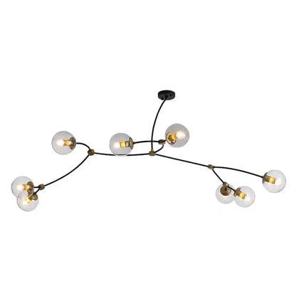 DecorBites™ Molecular Suspension Island Light: Minimalist Black-Gold Metal Design with Ball Glass Shade