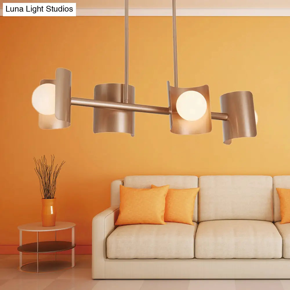 DecorBites™ Molecule Dining Room Pendant Light: Traditional Metal 4-Light Rose Gold Hanging Lamp