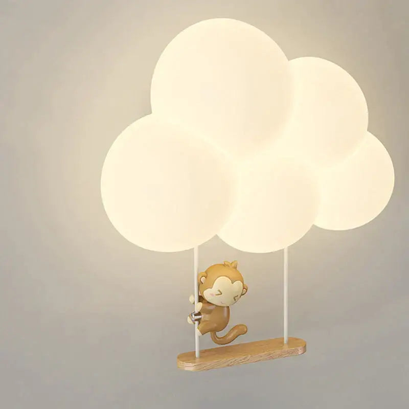 Monkey cloud cartoon wall lamp for nursery bedroom