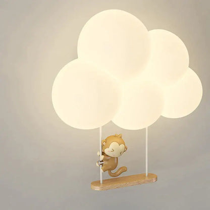 Monkey cloud cartoon wall lamp for nursery bedroom