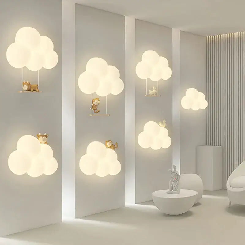 Monkey cloud cartoon wall lamp for nursery bedroom