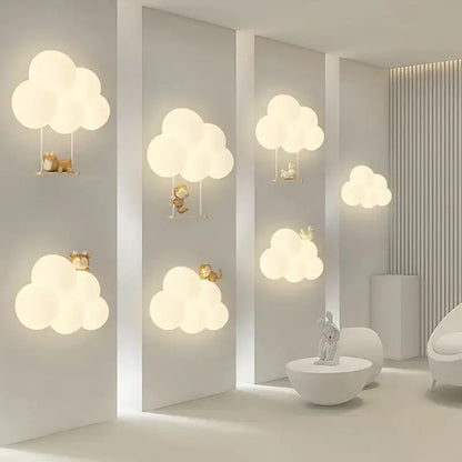 Monkey cloud cartoon wall lamp for nursery bedroom