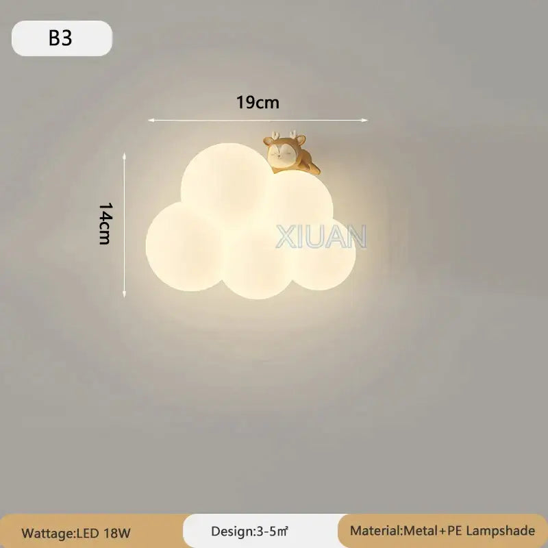 Monkey cloud cartoon wall lamp for nursery bedroom