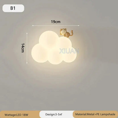 Monkey cloud cartoon wall lamp for nursery bedroom